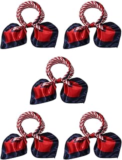 uxcell K16 Women Elegant Contrasted-Color Stripes Squre Shape Scarves Red Blue 5 Pack
