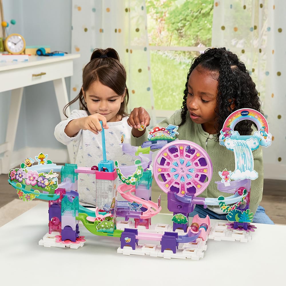 VTech M500E - Circuito electrónico para Construir, 90 Piezas y 6 Bolas con Lentejuelas, Juego de construcción Creativa, Regalo para niños a Partir de 4 años, Contenido en francés