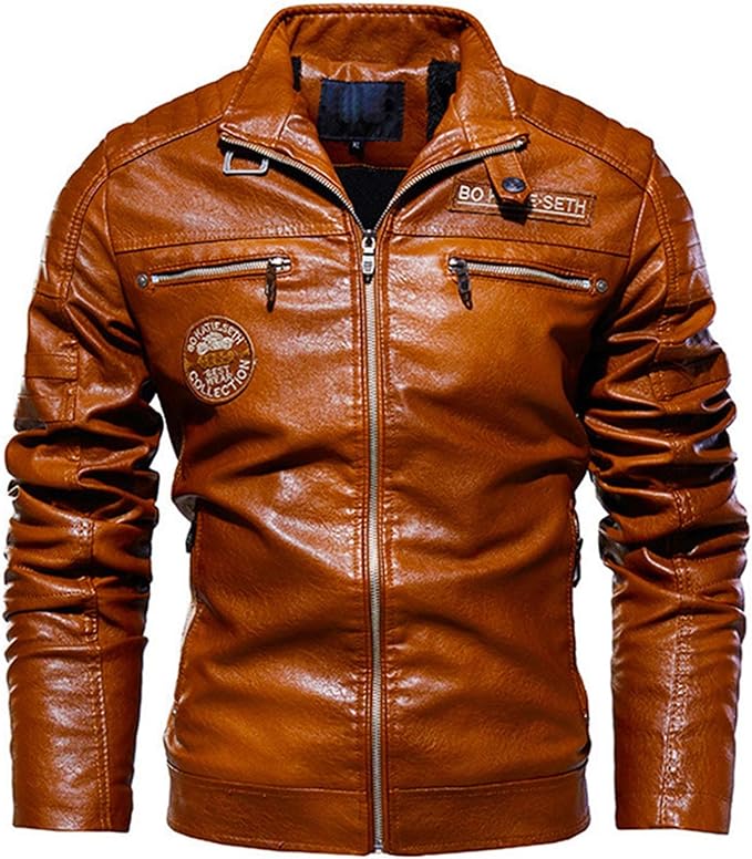 Amazon レザージャケット メンズ ライダースジャケット Puレザー カジュアル ジッパー 刺繍 バイク服 おしゃれ 防風防寒 ボア コート シンプル ロングスリーブ シンプル 男性用 冬服 アウトドア 黒 ブラウン コート ジャケット 通販