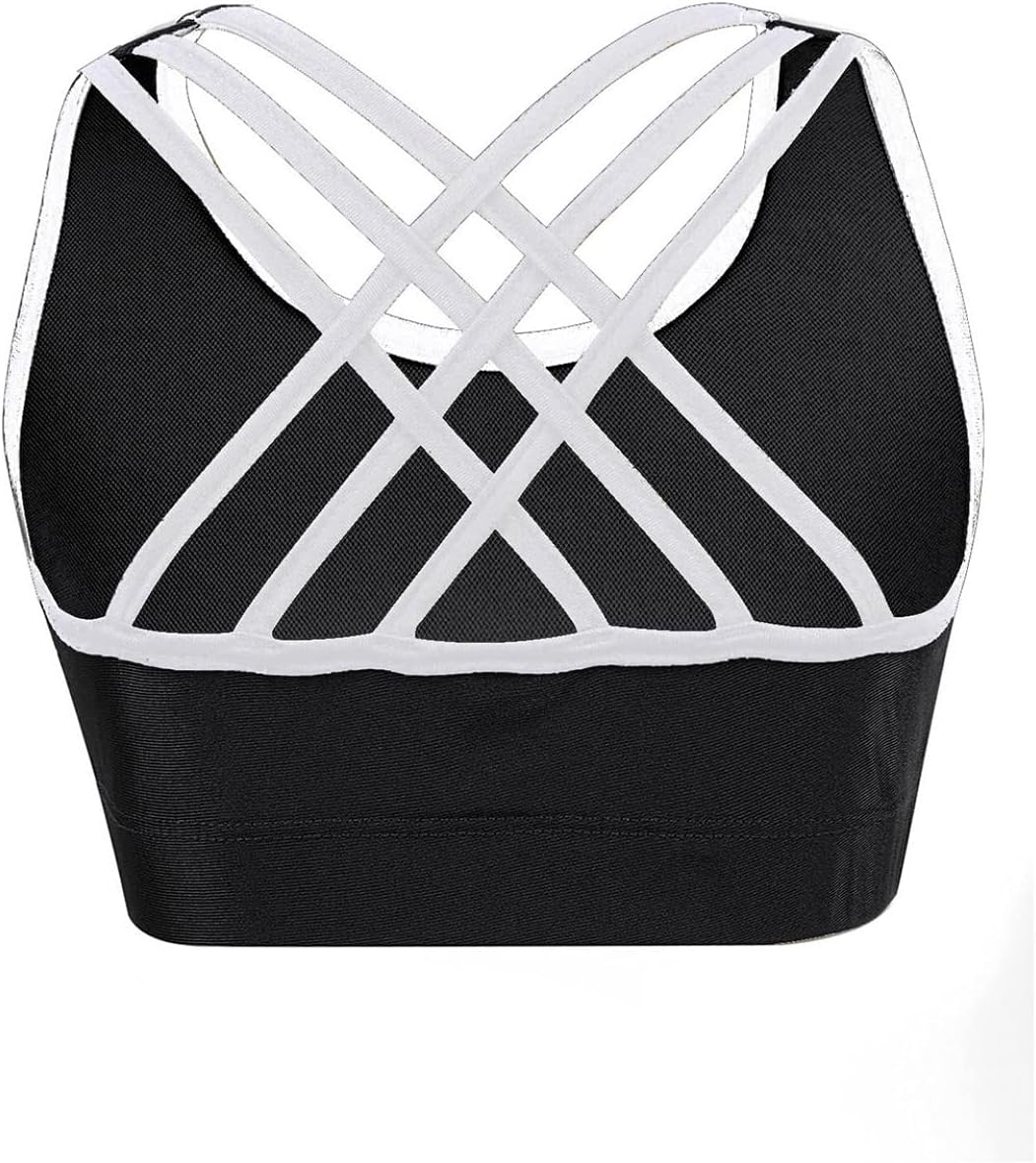 Kids Girls Criss Cross Back Sports Bra Sleeveless Tank Top Cami for Dance Yoga Gym Workout
