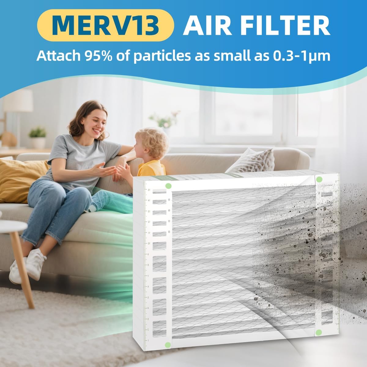 AMP-11-1625-45 16x25x4.5 Replacement Filter MERV 13 Compatible with AMP-11-1625-45 Pleated HVAC Purifier Filter Furnace Air Filter for Home Actual Size: 11.78-15.78 x 24.84 x 4.33 1 Pack