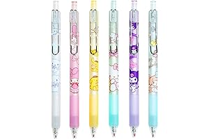 6 Pcs Sanrio Accessories Cartoon Ballpoint Pens Anime Gel Ink Pen Black...