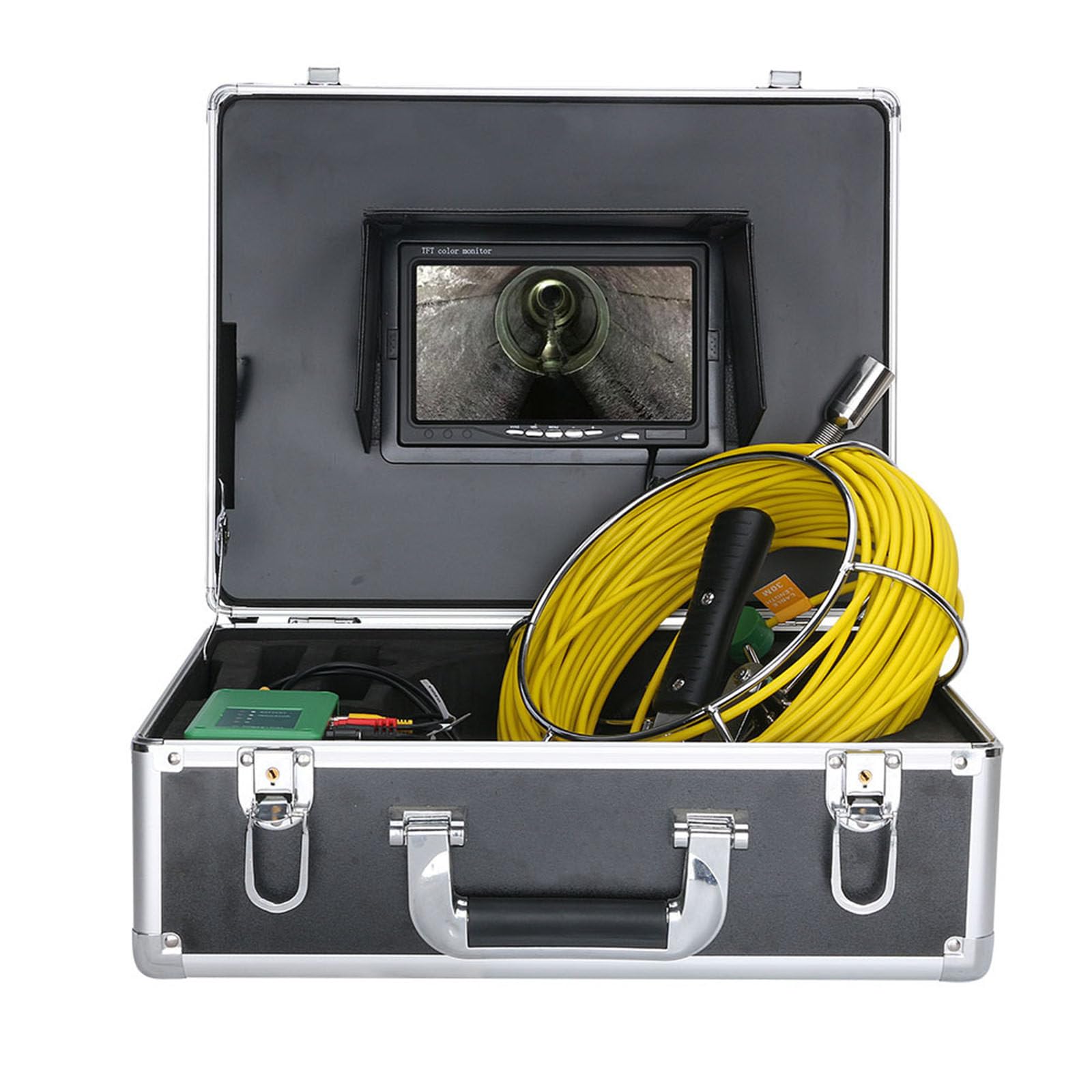 Endoscopio impermeable de visión nocturna 1000TVL con monitor TFT de 7 pulgadas para inspección de alcantarillado, grabación DVR y funda de transporte, cable de 50 m