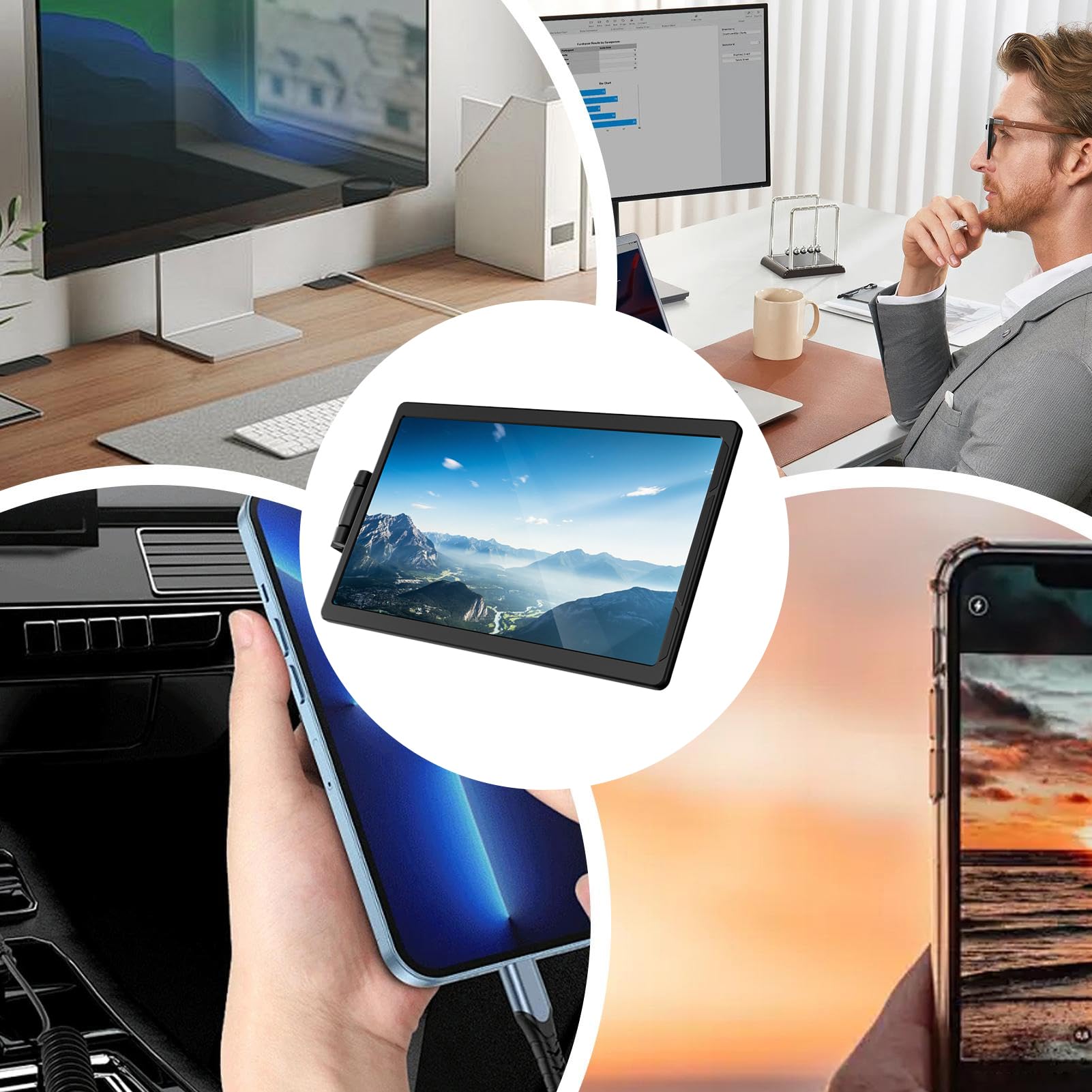 Generico Monitor Portatile per Laptop Ultra-Sottile Portatile con Porta USB | Accessorio Multischermo per Laptop per Computer Notebook Viaggio Scrivania Conferenza Campeggio Ufficio Domestico
