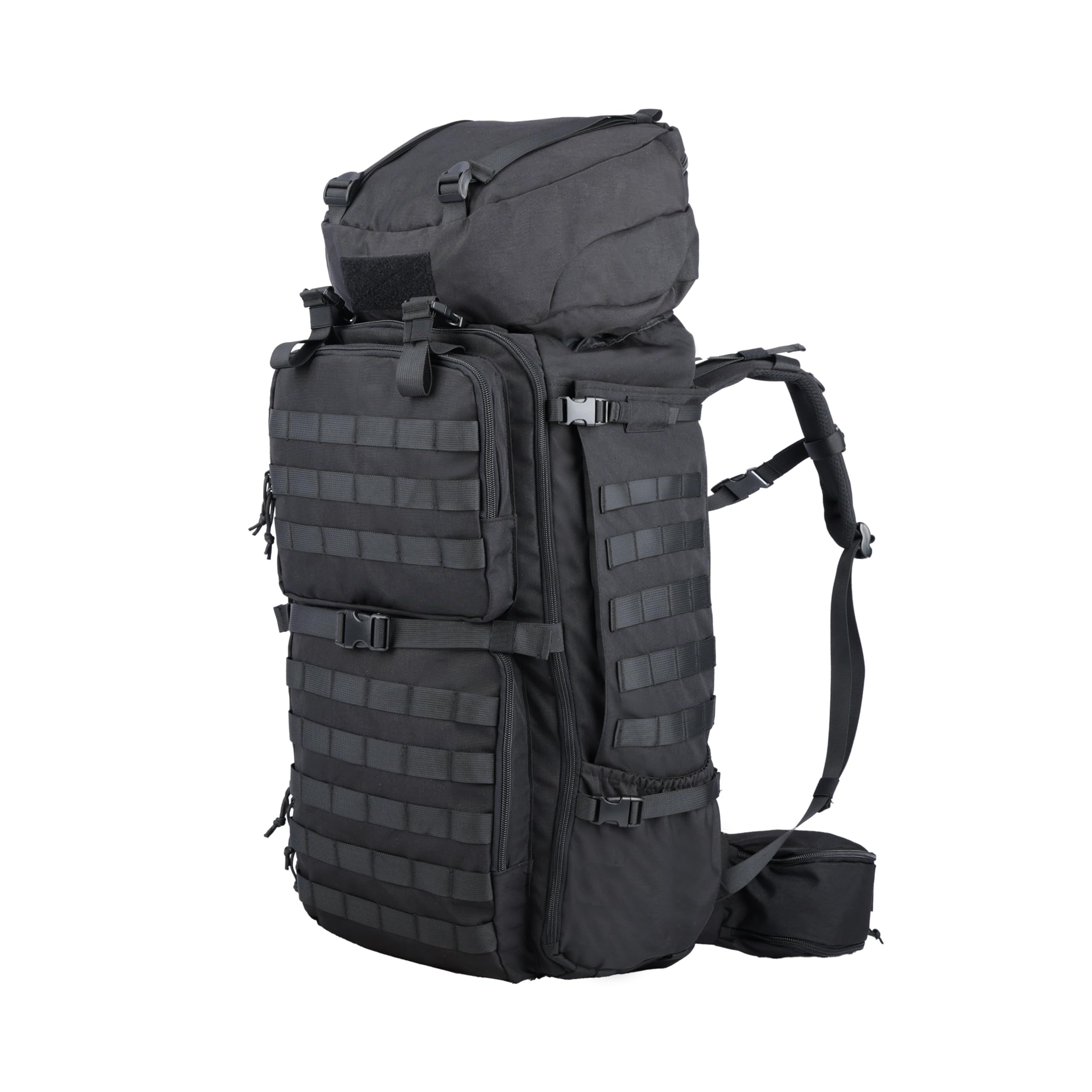 Zsearaymy 85L Hiking MOLLE Backpack with Internal Frame & Rain Cover for Tactical, Camping, Backpacking, Survival Travel (Black)