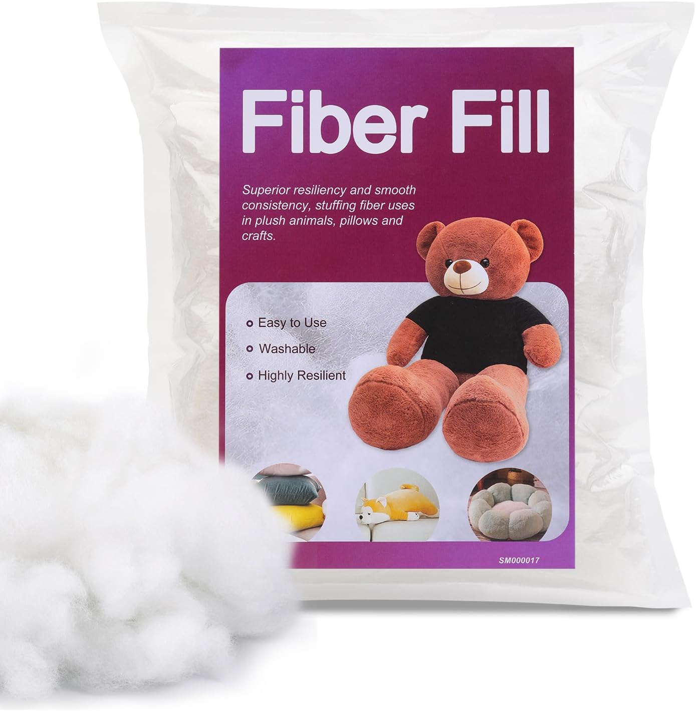 BUTUZE 60g/2.1oz Polyfill Stuffing Fiber Fill, Premium Fiberfill for Craft, High Resilience Crochet Stuffing, Small Amount Stuffing for Stuffed Animals, Cotton Batting - Small Package
