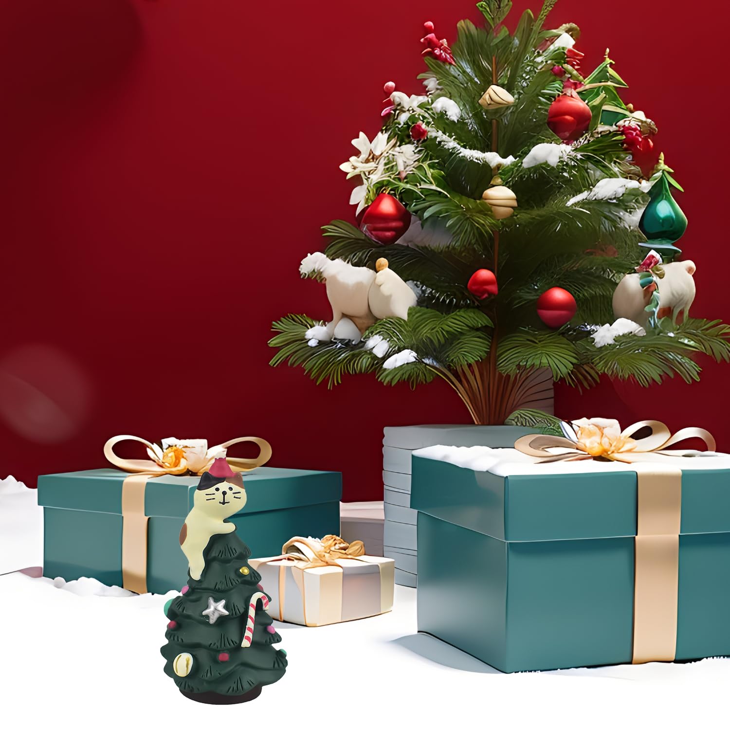 RmKbe Aquarium Christmas Tree Decorations Fish Tank Christmas Tree Statue Realistic Xmas Decoration Resin Micro-Landscape Ornaments for Fish Tank Supplies - Image 3