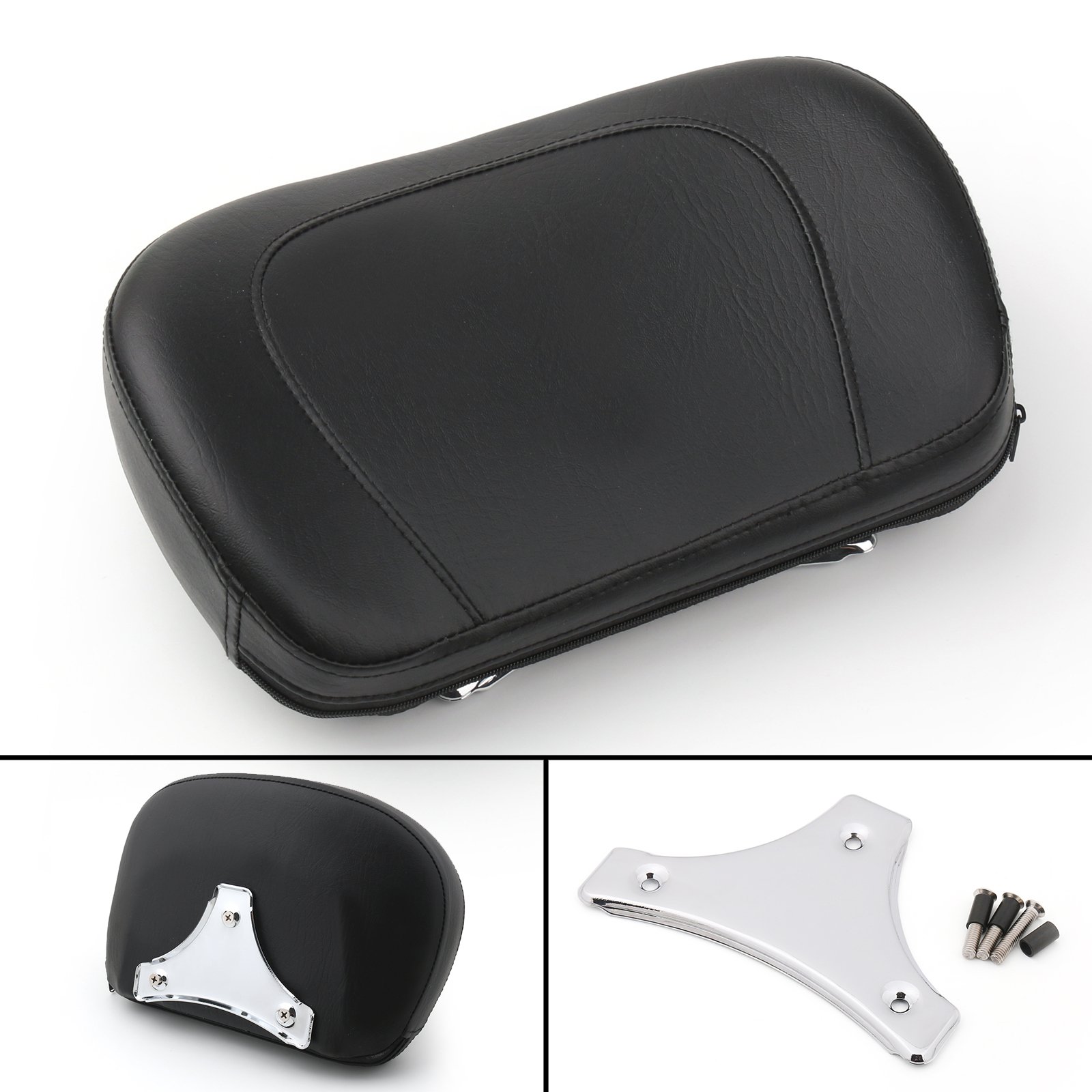 Topteng Coussin de Dossier de Sissy Bar Amovible pour Moto, Coussin de Dossier de Sissy Bar adapté pour Electra Glide adapté pour Road King adapté pour Road Gilde 2009-2014, Chrome