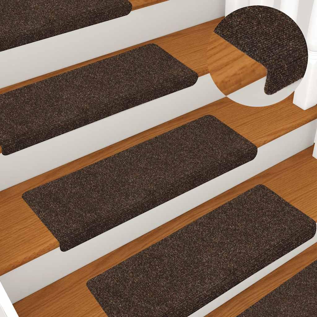 Tappetini autoadesivi per scale, 15 pezzi, 65 x 21 x 4 cm, colore: marrone