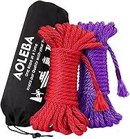 AOLEBA 8mm Soft Silk Shibari Rope Kit: 2x32ft Braided Polypropylene for Beginners & Riggers, Skin-Friendly Japanese Knot Rope, Purple/Red + Dust Bag