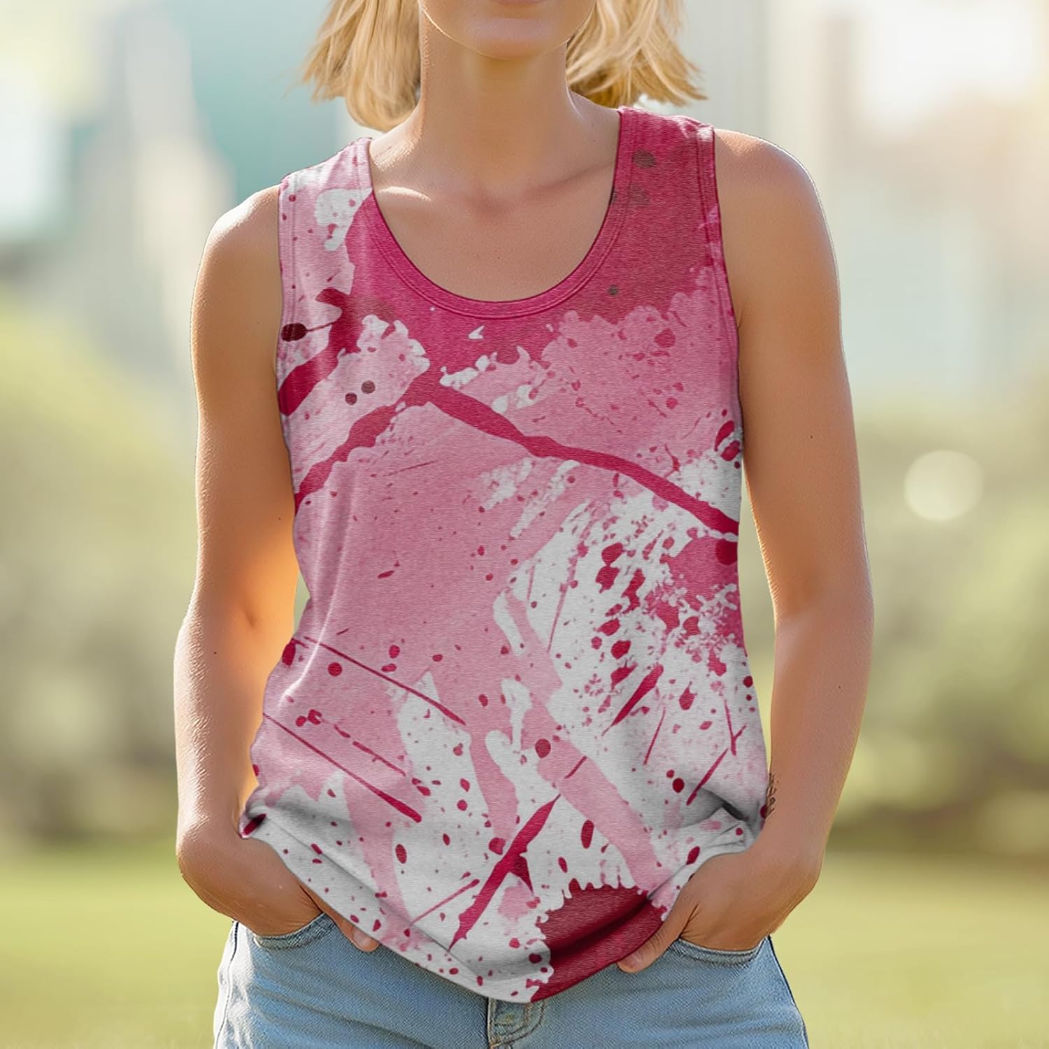 Tank Tops for Women Loose Fit Casual Summer Fashion Trendy Sexy Crewneck Pullover Cropped Sleeveless Tshirts - Image 2