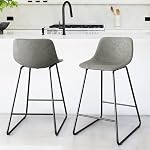 LUE BONA Bar Ensemble de tabourets 3, 24" ALX Tabourets en cuir faux, Tabouret moderne avec pieds en métal et dos, Chaises de comptoir sans bras pour l'île de la cuisine, Brown