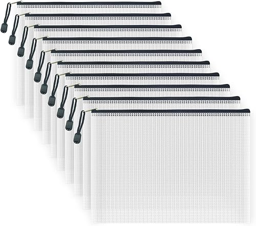 Miniatura 9 de AUSTARK - 10 bolsas de archivo con cremallera, bolsa de malla de plástico impermeable para oficina y escuela, bolsas de almacenamiento