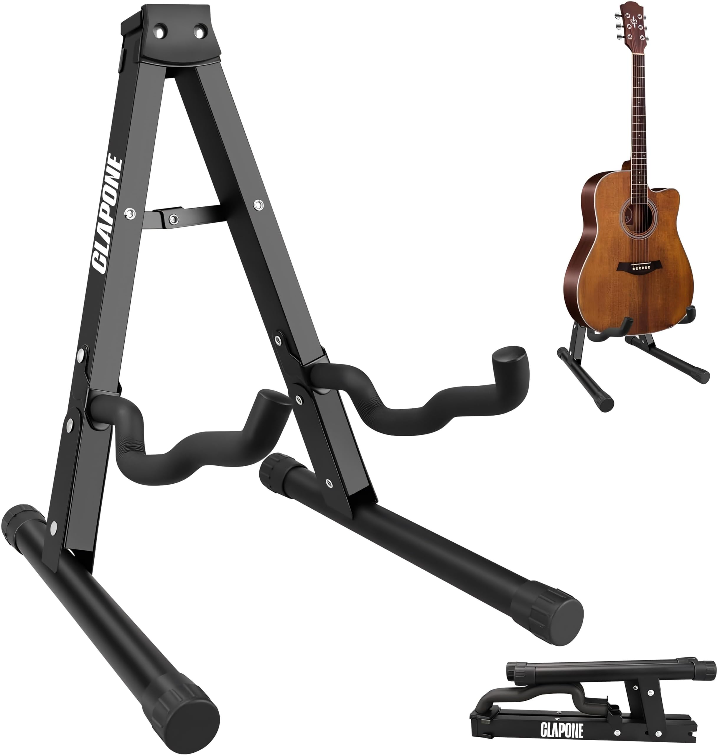CLAPONE Guitar Stand Folding Guitar Stand with Padded Foam Fit Acoustic Guitar, Bass Guitar, Electric Guitar, Banjo, Ukulele, Mandolin, Violin and More, Plastic