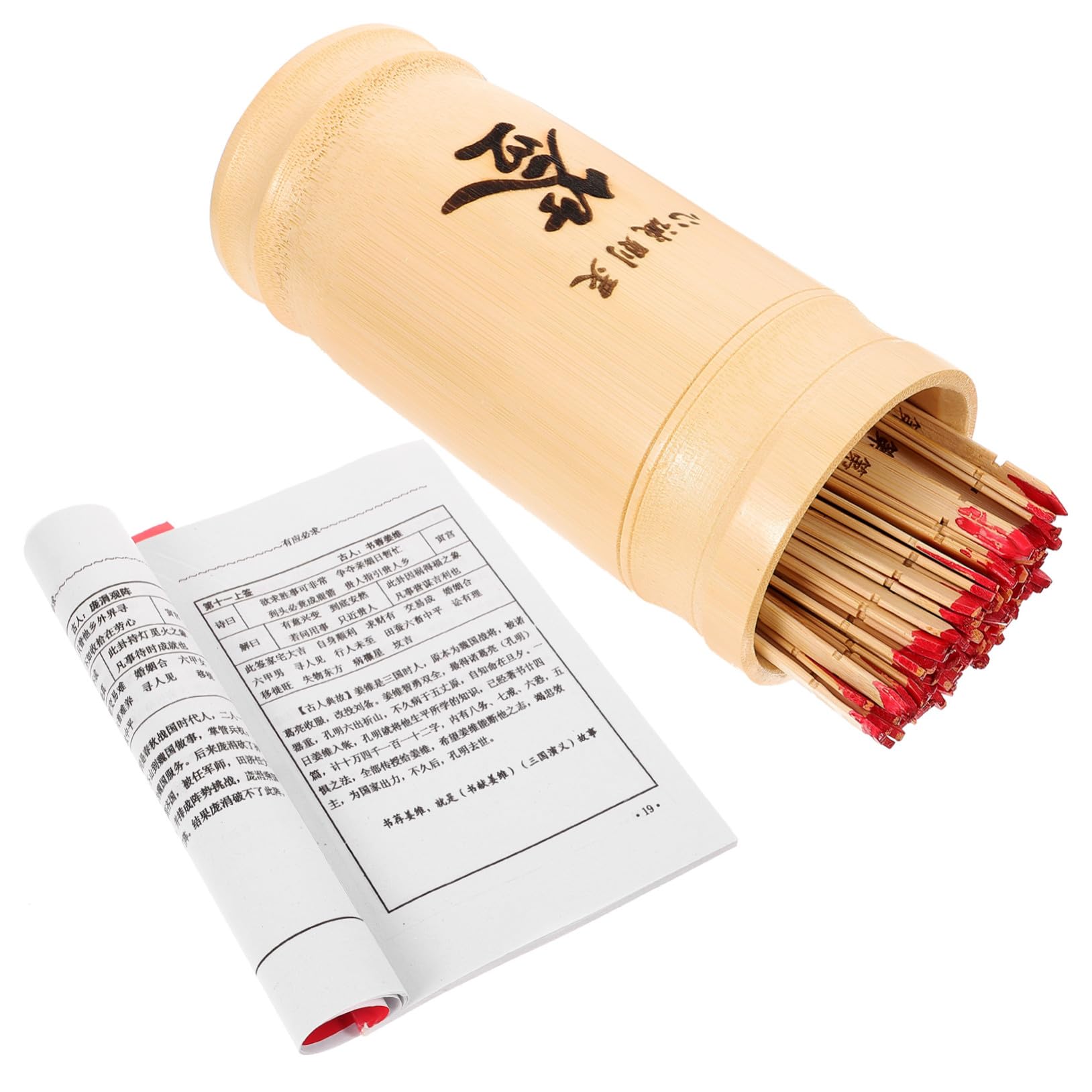 GALPADA Set Bastoncini Divinazione Buddista bambù con Libro Guida, Kit Oggetti Divinatori per Meditazione e Giochi Tradizionali, Decorazione Tempio e Casa, Completa