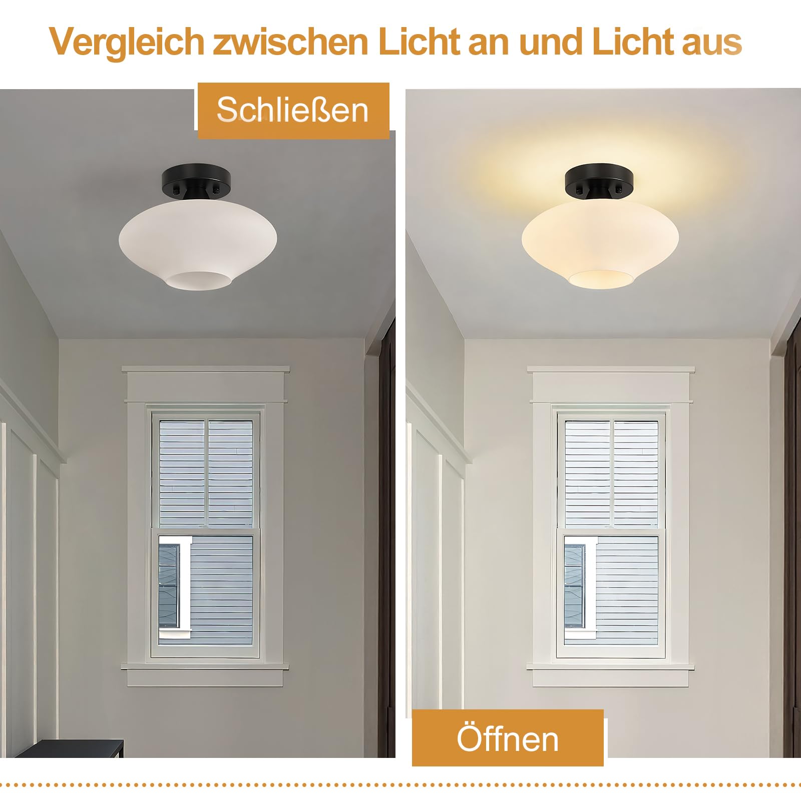 27cm Moderne Schwarz Metall Deckenlampe, Milchweißer Glasschirm