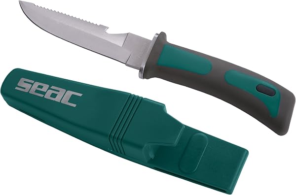 SEAC Bat, Coltello Subacqueo per Immersioni con Impugnatura di Sicurezza, Acciaio Inox, Verde, 11.5 cm - 1
