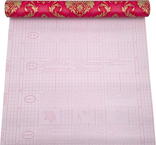 Miniatura 9 de SimpleLife4U Floral Furniture Paper Self-Adhesive Red Damask Shelf Liner DIY Storage Unit 17.8 Inch By 9.8 Feet