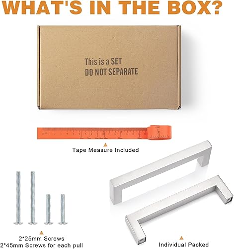 Miniatura 6 de Probrico - Paquete de 25 manijas modernas de acero inoxidable para armarios de cocina, agujeros centrales de 5 pulgadas, tiradores de cajón de