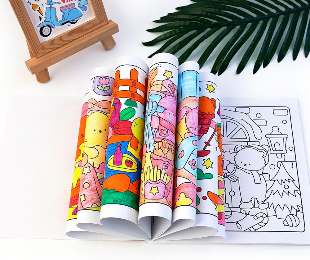 Adorable Coloring Book for Kids Ages 4–8: 40 Unique Single-Sided Pages to Prevent Bleed-Through | Thick Paper for Markers & Crayons | Screen-Free Learning Fun & Family Creative Gift (Cozy Friends)