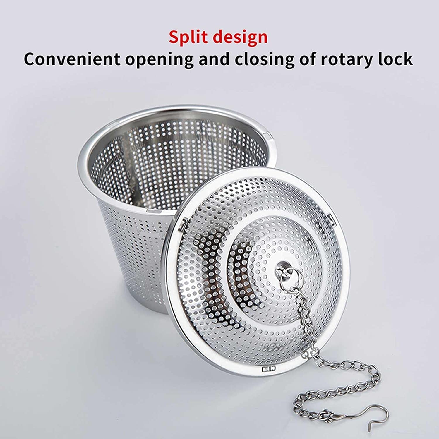 Boule à thé en acier inoxydable, infuseur à thé en maille, filtre à thé, diffuseur d'intervalle de thé avec crochet à chaîne étendue, infuseur à thé, pour thé en vrac (L)