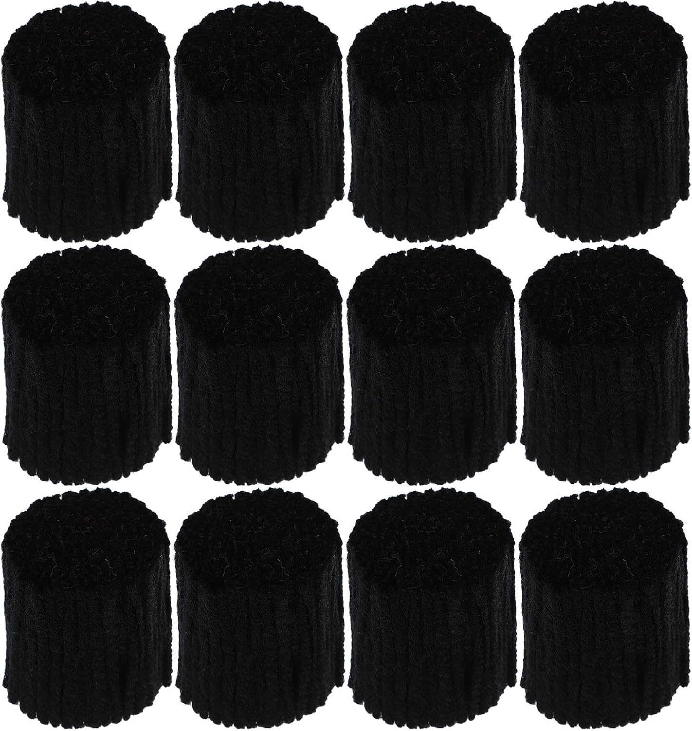 12 Rolls Hooked Rug Yarn Bundles - Black Precut Wool Pieces for Latch Hook Kits for DIY Carpet Embroidery - Beginner Rug Making Supplies Refill