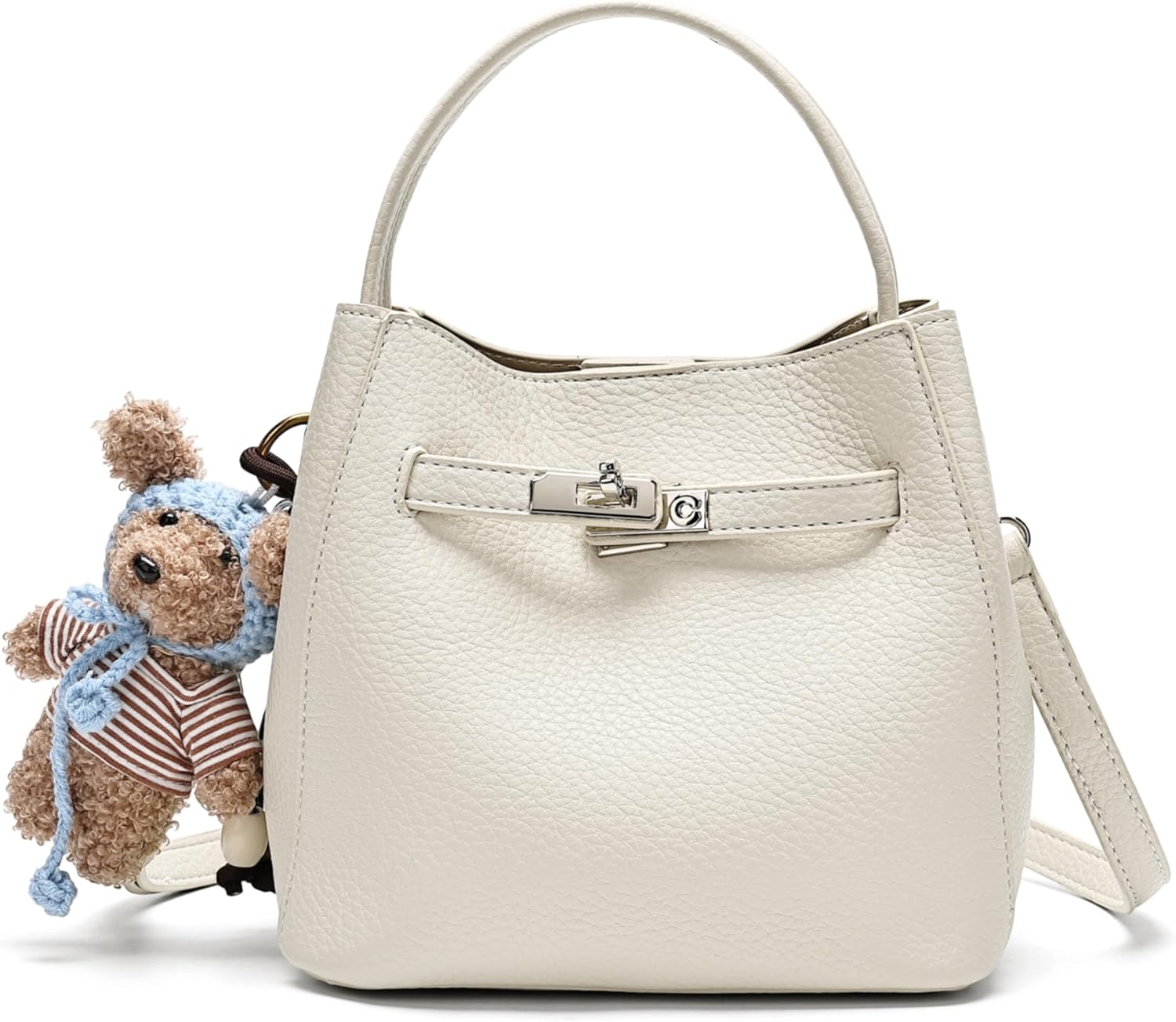 Ladies’ wallet, light luxury bucket bag, lychee patterned handbag, high-end sense, one shoulder versatile crossbody bag