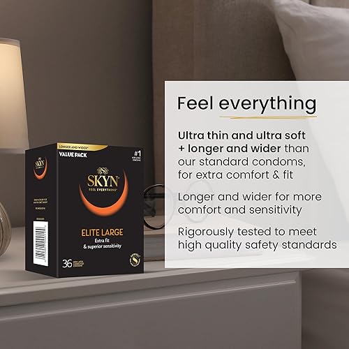 Miniatura 4 de SKYN Elite - Condones grandes de 36 unidades y SKYN extra tachonados, 22 unidades, ultra finos sin látex