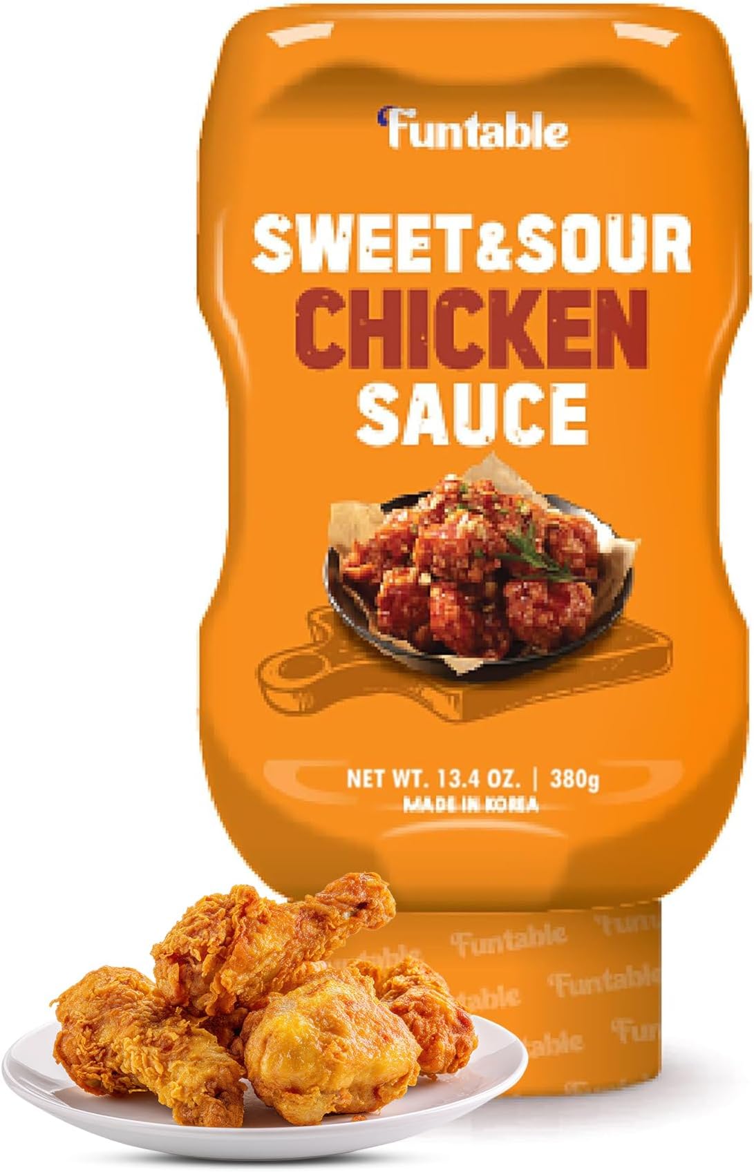 Funtable Sweet & Sour Chicken Sauce (13.4 oz, Pack of 1) - Authentic Korean Flavors, Sticky & Savoury Sauce. Ideal for Fried Chicken, Nuggets, Dipping & More