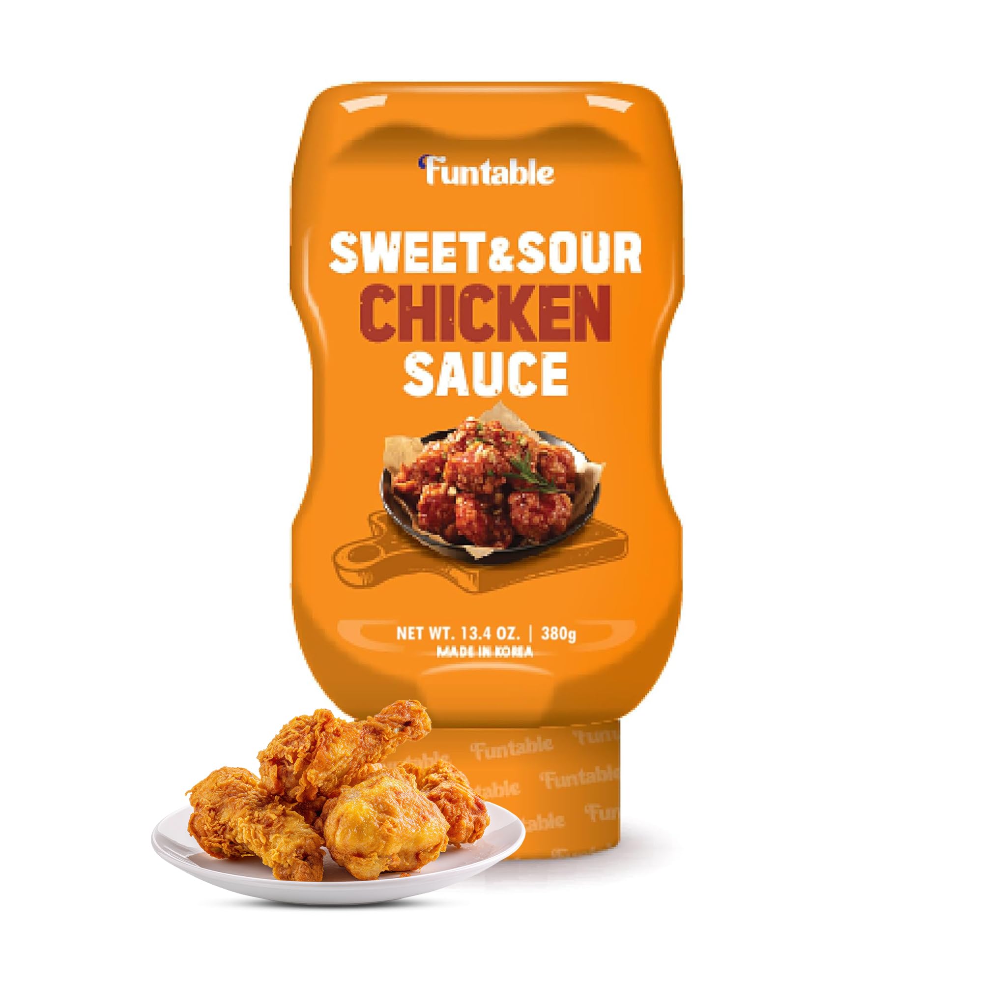 Funtable Sweet & Sour Chicken Sauce (13.4 oz, Pack of 1) - Authentic Korean Flavors, Sticky & Savoury Sauce. Ideal for Fried Chicken, Nuggets, Dipping & More