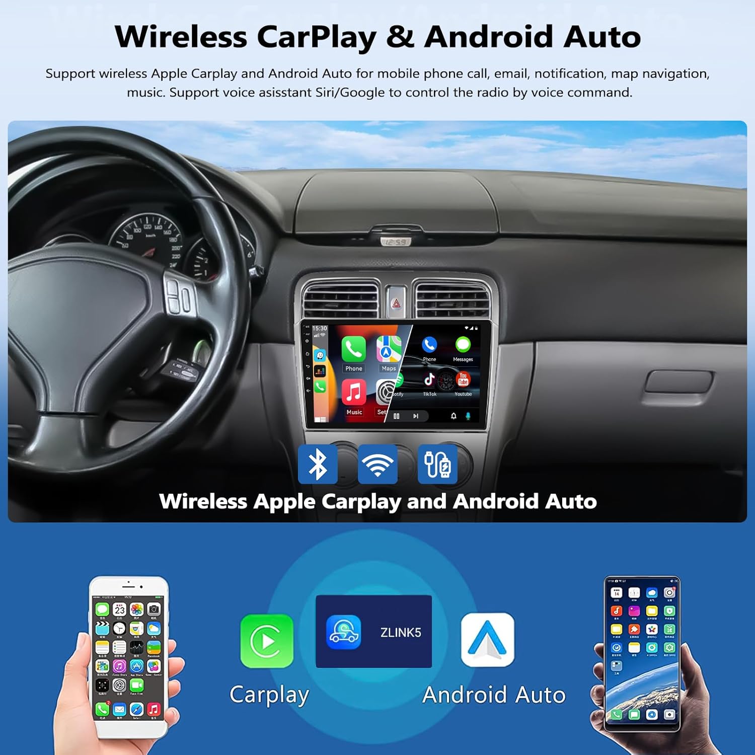 CAMECHO 2G+32G Car Radio for Subaru Forester 2002-2008 with Wireless CarPlay Android Auto 9" Touchscreen Head Unit Android 13 Car Stereo with AHD Backup Camera GPS Navigation Bluetooth FM WiFi