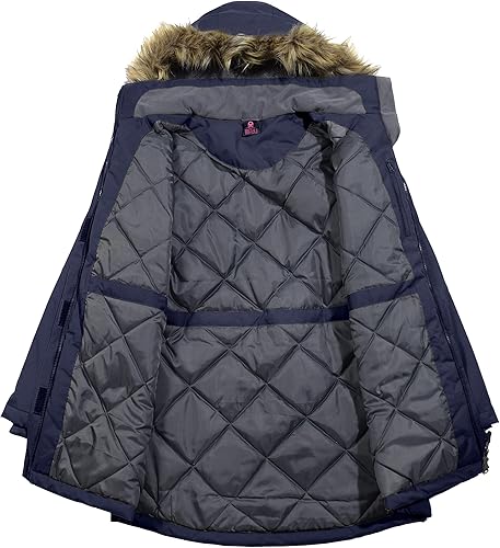 Miniatura 6 de Little Donkey Andy Chaqueta de esquí con capucha impermeable y aislante para mujer, chaqueta larga de montaña