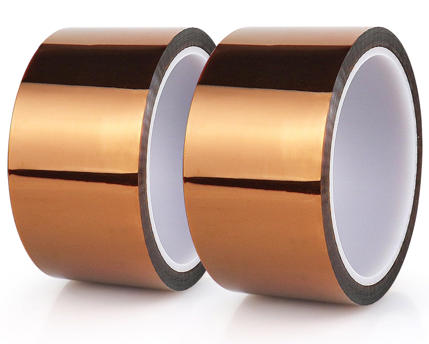 BOMEI PACK Heat Polyimide Tape 2inch, High Temperature Heat Resistant Tape Heat Transfer Tape for Sublimation Transfer, Masking, Soldering, Electrical, 3D Printer Application, 2Rolls x 30m, No Residue