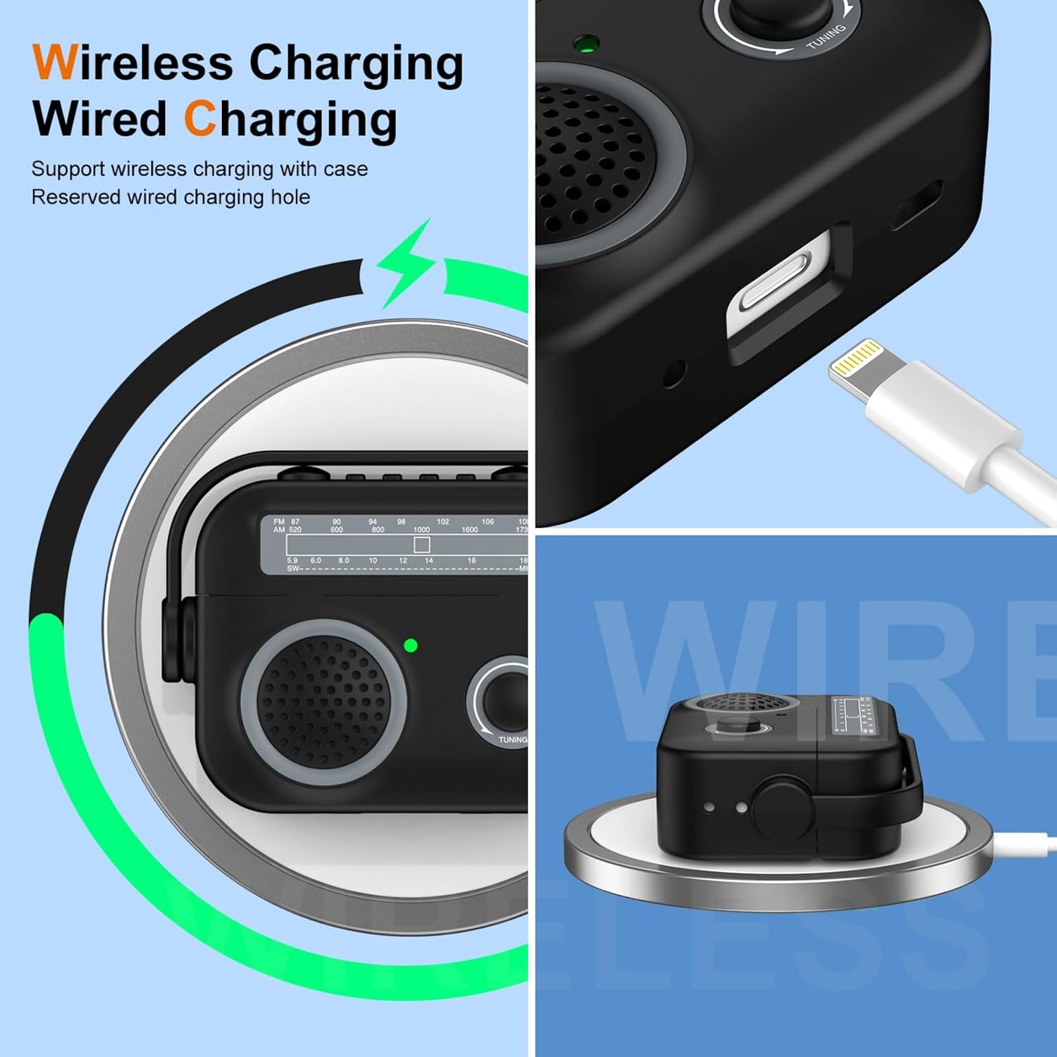 Radio Case with Wrist Strap for AirPods 4th Generation SYJ Black image 4