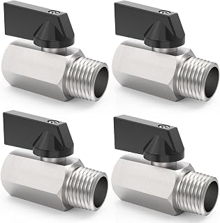 ChillWaves Brass Mini Ball Valve, Shut Off Switch Ball Valve 1/4" NPT Male x 1/4" NPT Female Thread Pipe Fitting(4-PACK)