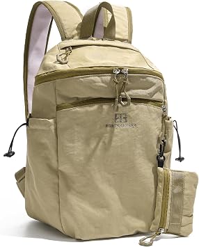 13L Mini Hiking Backpack for Women, Small Lightweight Travel Backpack with Detachable Pouch, Padded Cute Casual Daypack for Outdoor Daily, Khaki