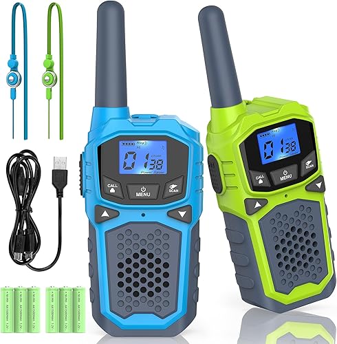 Walkie Talkies para adultos recargables, radios bidireccionales de largo alcance, 22 canales, VOX NOAA Alerta meteorológica familiar Walkie-Talkie