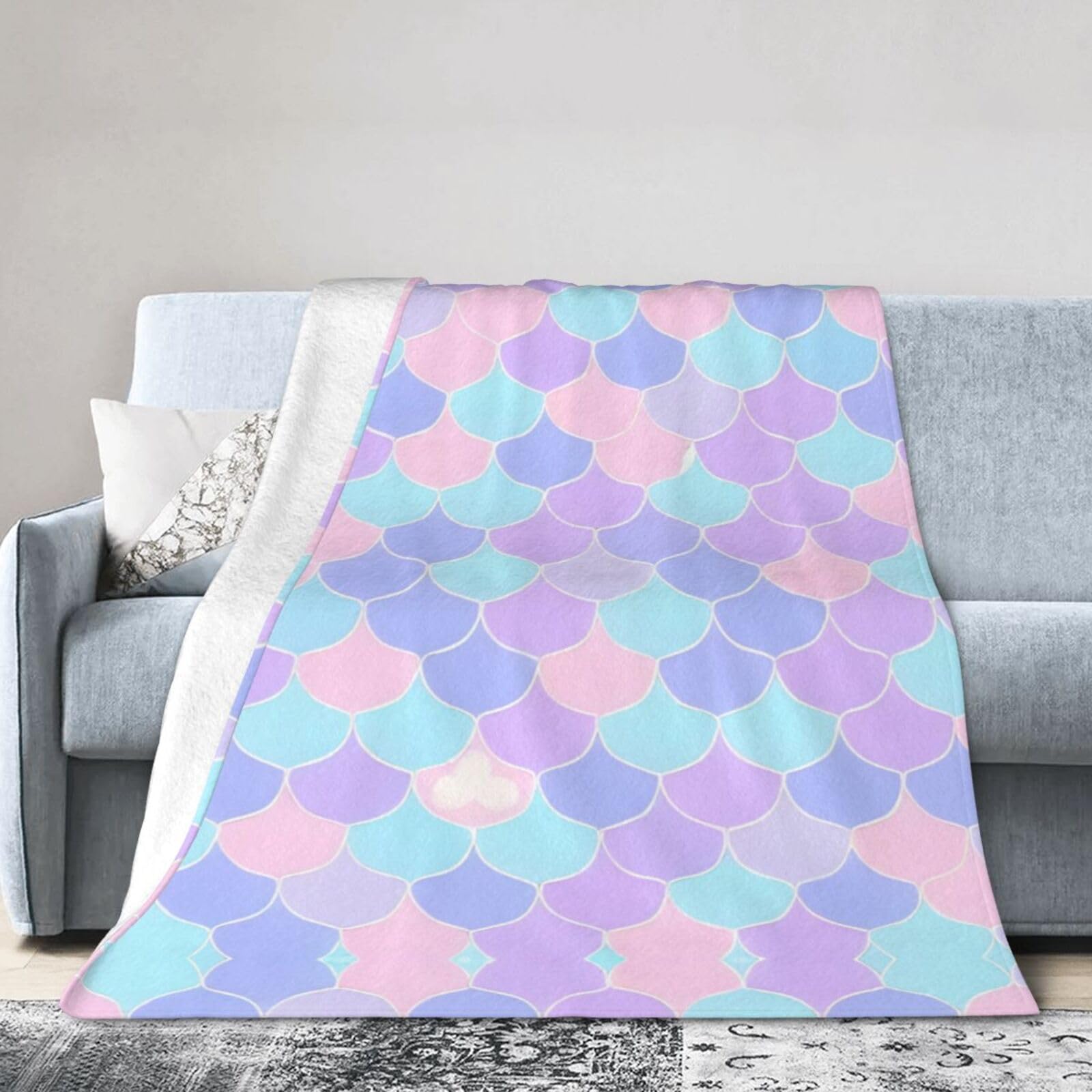 Mermaid Tattoo 80"x60" Fleece Blanket, Full Size, Super Soft, Suitable for Bed, Sofa, Camping, All Seasons