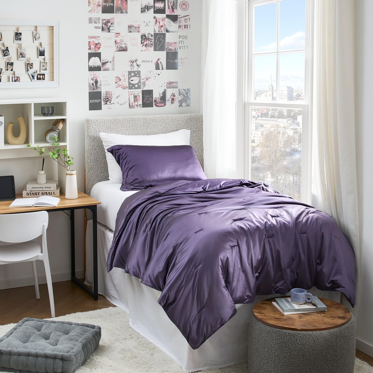 Coma Inducer Satin Summer Oversized King Comforter Set - Purple Plumeria
