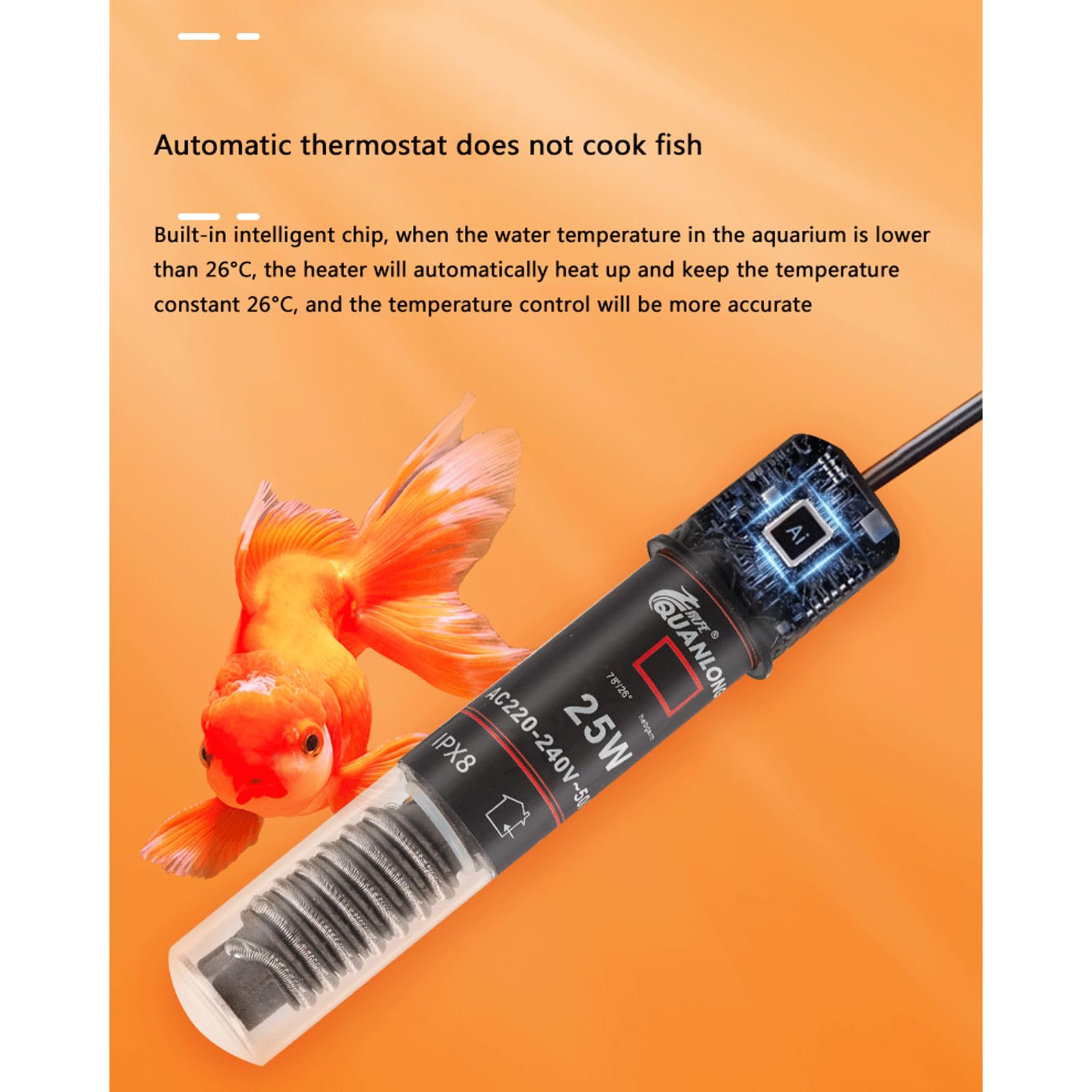 Riscaldatore per Acquario con Asta riscaldante Automatica a Temperatura costante per Acquario in Fibra di Carbonio a infrarossi, 500 W (800 W)