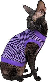 Kotomoda cat wear T-Shirt Purple - Black Stripes (XS)