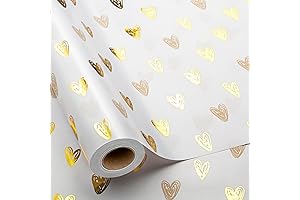 MAYPLUSS Foil Hearts Wrapping Paper Roll, Luxury Gift Wrap Paper