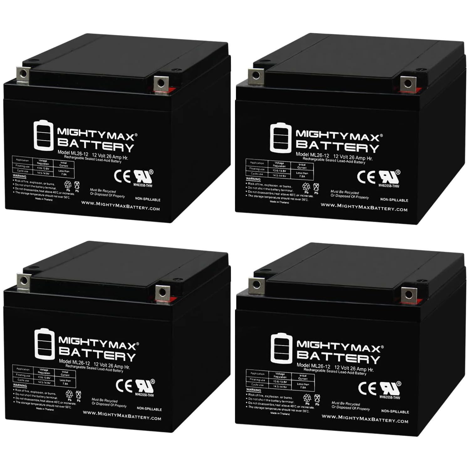Amazon.com: Mighty Max Battery ML26-12 12V 26AH T3 Terminal