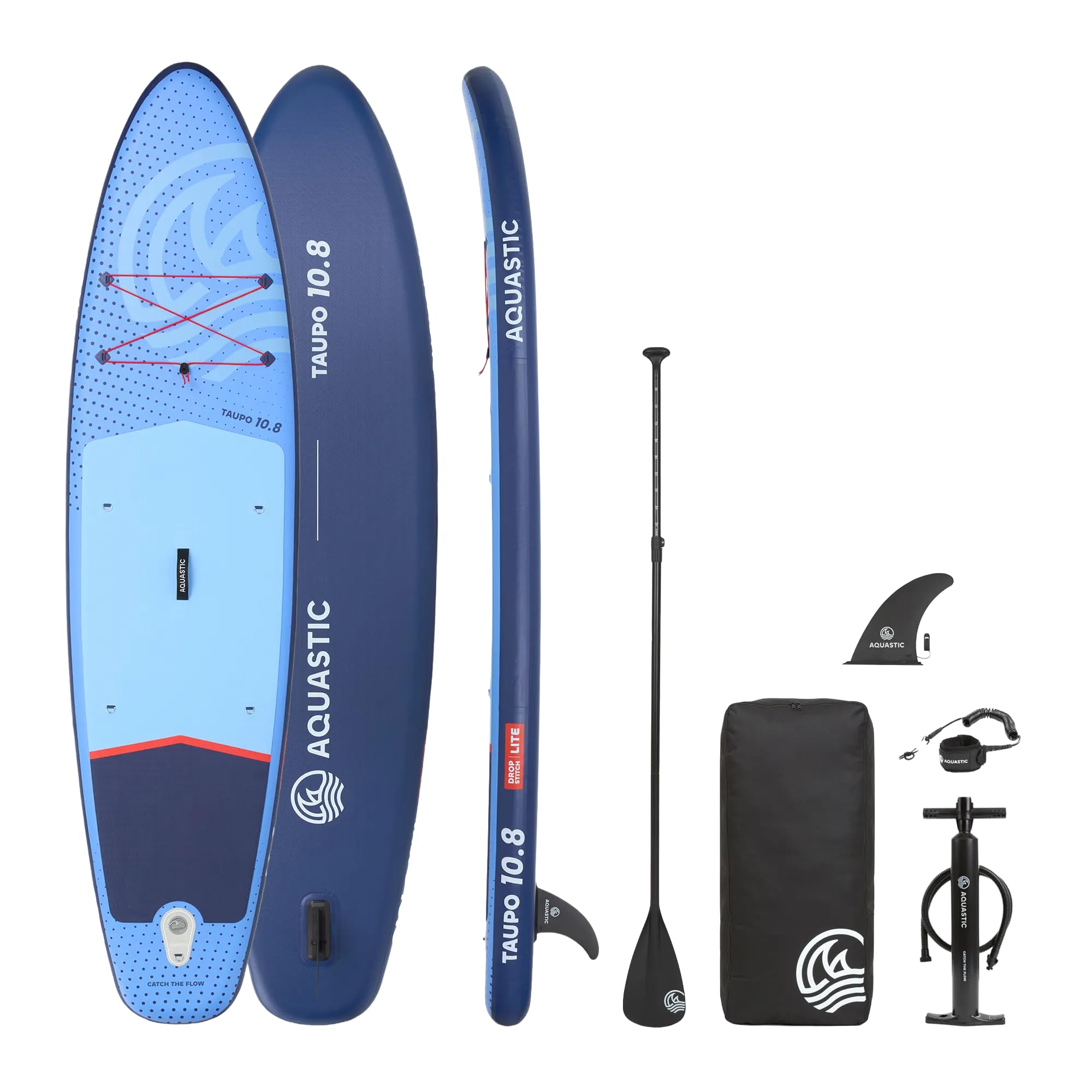 AQUASTIC Taupo SUP Board 10'8" Allround – aufblasbares Stand Up Paddle Board mit Paddel, Pumpe & Rucksack