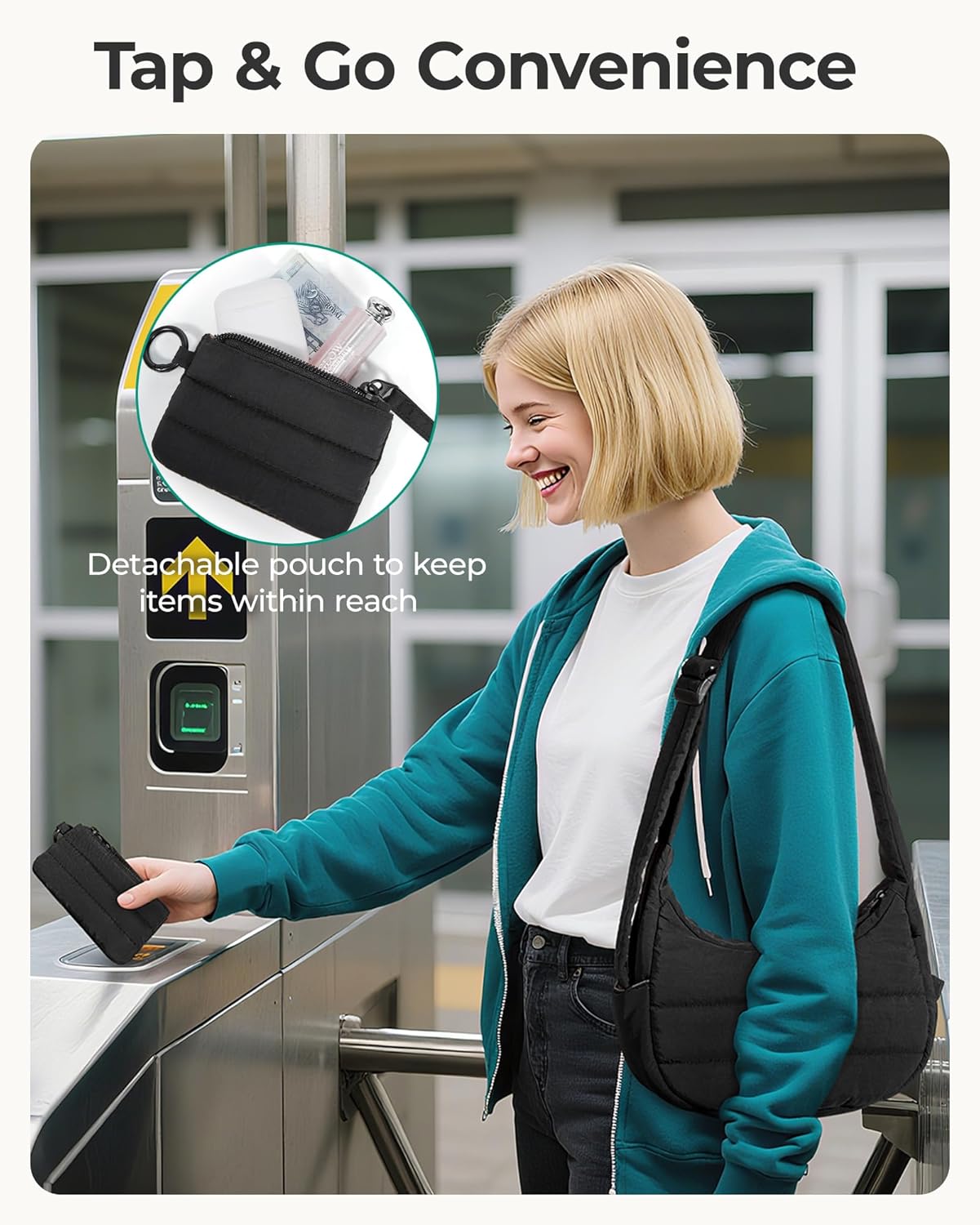 BAGSMART Shoulder Bag for Women Small Puffer Purses Crossbody Bag, Lightweight Fluffy Hobo Handbag Puffy Pouch - Image 5