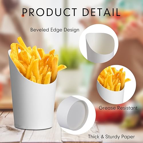 Vista 14 de Amyhill 200 unidades de soporte para papas fritas de 14 onzas, tazas de charcutería, desechables, para llevar, tazas francesas, cajas de papel Rosa