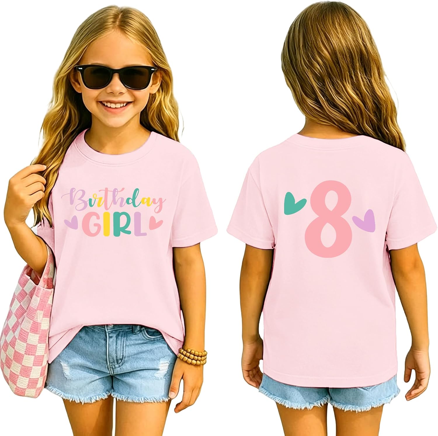 Toddler Birthday Girl Shirt Girls 5-9 Year Old Birthday Gifts T-Shirt 5 6 7 8 9th Happy B-Day Crew Party Tops
