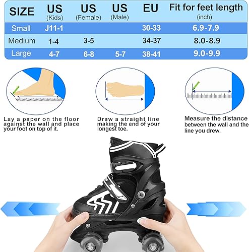 Miniatura 3 de SZHZS Patines de ruedas para niños y niñas principiantes patines ajustables para jóvenes y adultos 4 tamaños con todas las ruedas iluminadas para