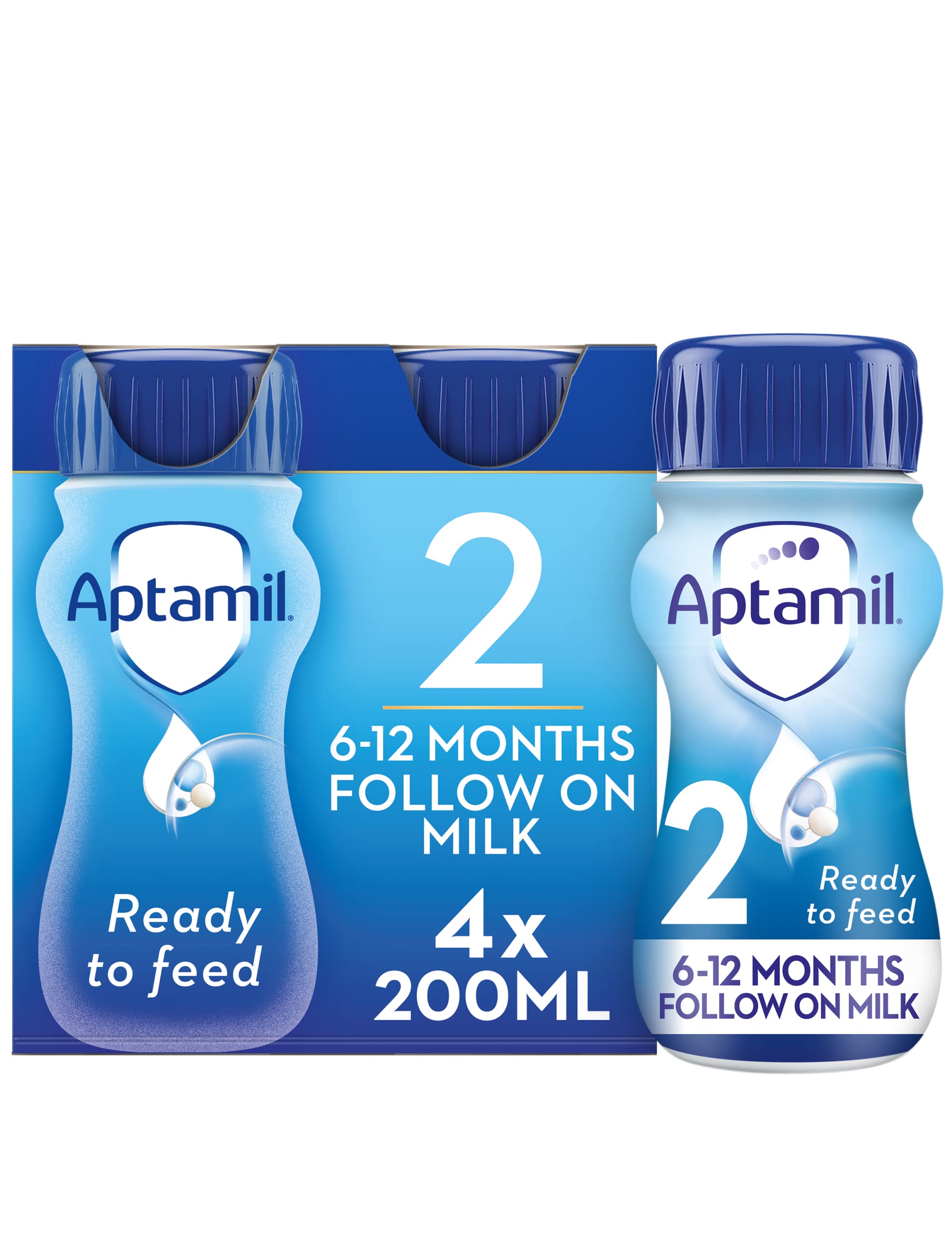 Aptamil2 Follow on Baby Milk, Ready to Drink Liquid Formula, 6 to 12 Months, 200ml