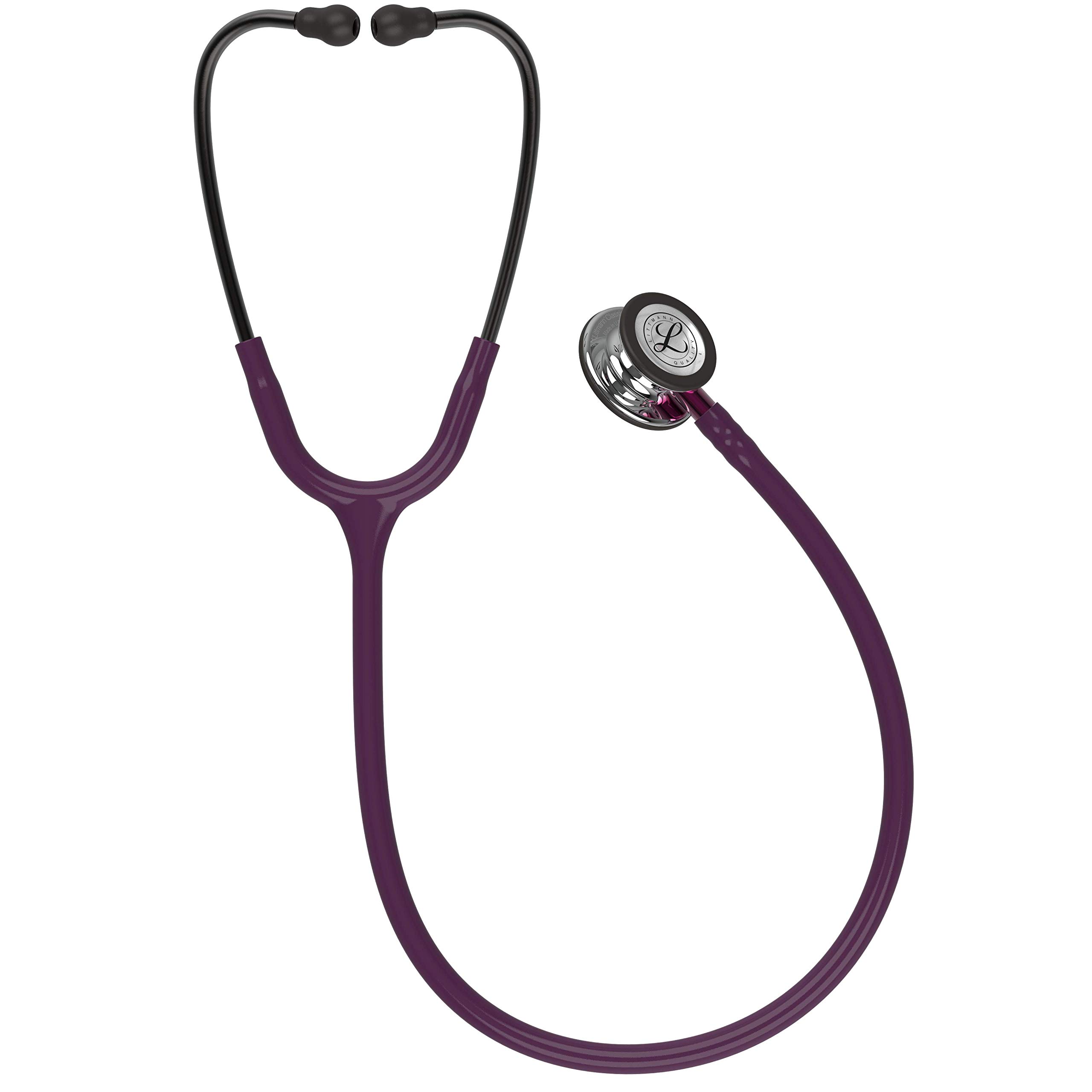 3M Littmann Classic III Stethoskop mit Gravur personalisiert, Arzt Stethoskop zur Überwachung, Profi Diagnostikstethoskop für Praxis, Klinik, Pflege (Hochglanz-Pflaume (Pinker Schlauchanschluss))